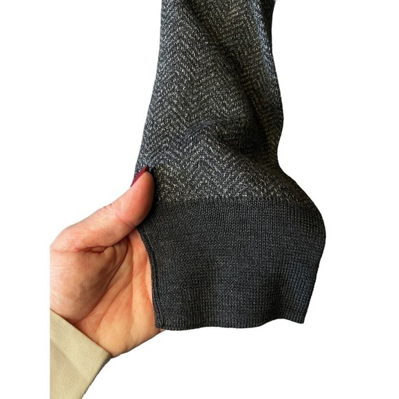 Bonobos Slim Fit XL Merino Wool Herringbone Gray Quarter Zip Sweater Jumper - Picture 6 of 8